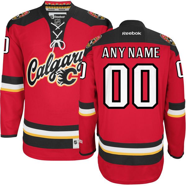 Reebok Calgary Flames Men Premier Alternate Custom NHL Jersey - Red->->Custom Jersey